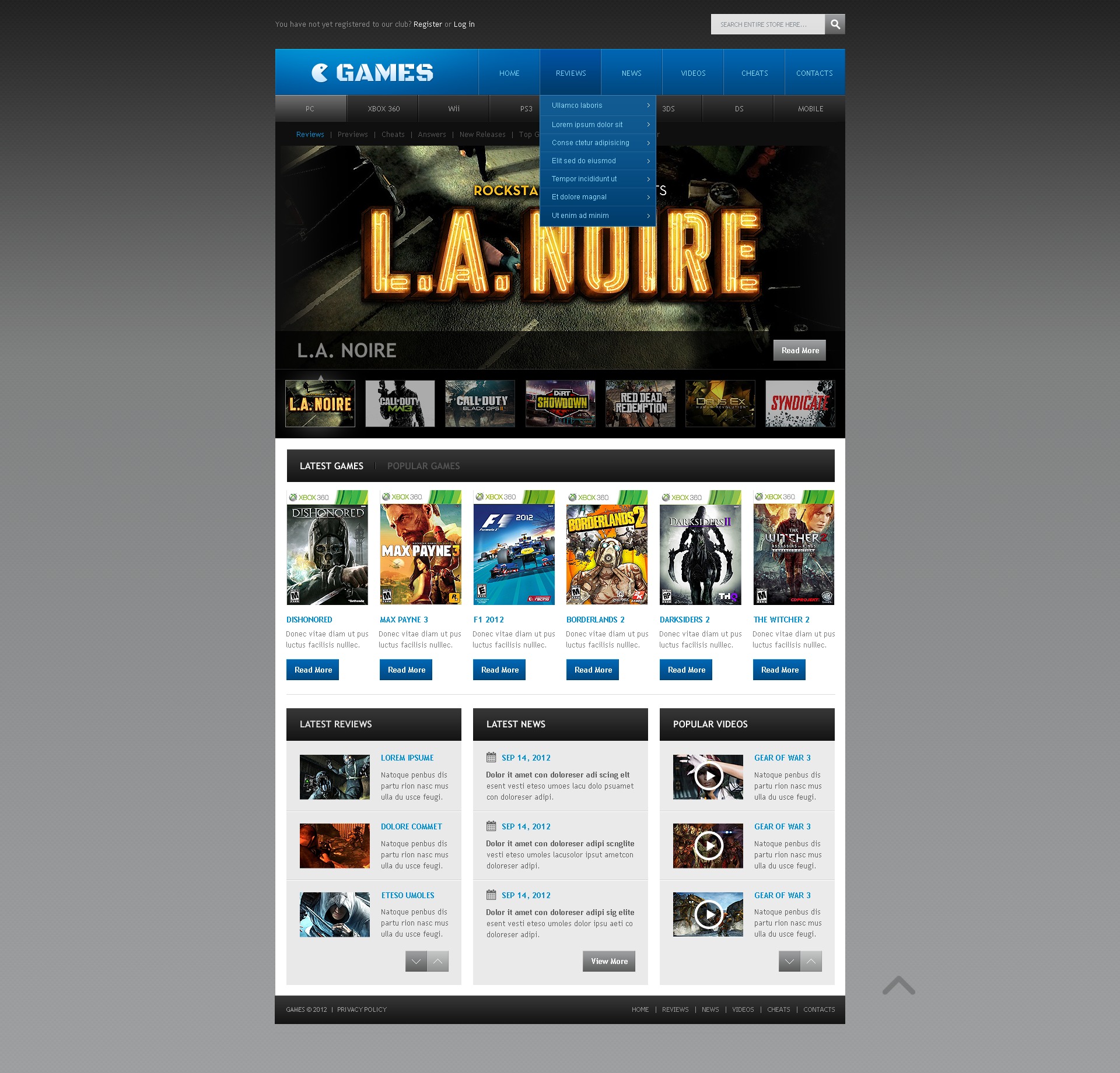 Free Video Game Portal Website Design Website Template