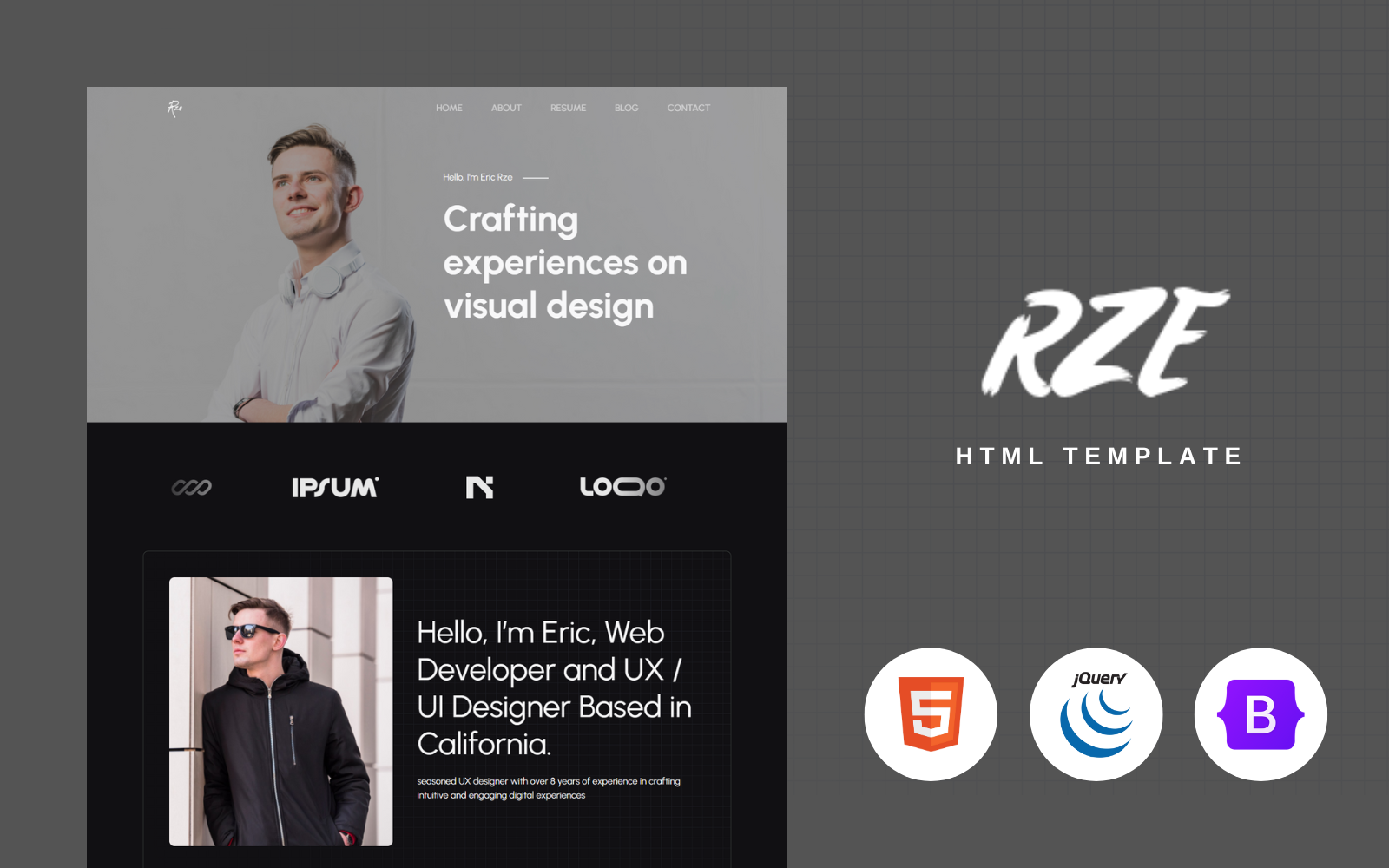 Rze - Personal Bootstrap Portfolio Html Template Website Template