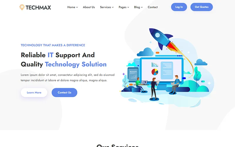 Techmax - IT Solutions and Technology Services HTML5 Responsive Website ...