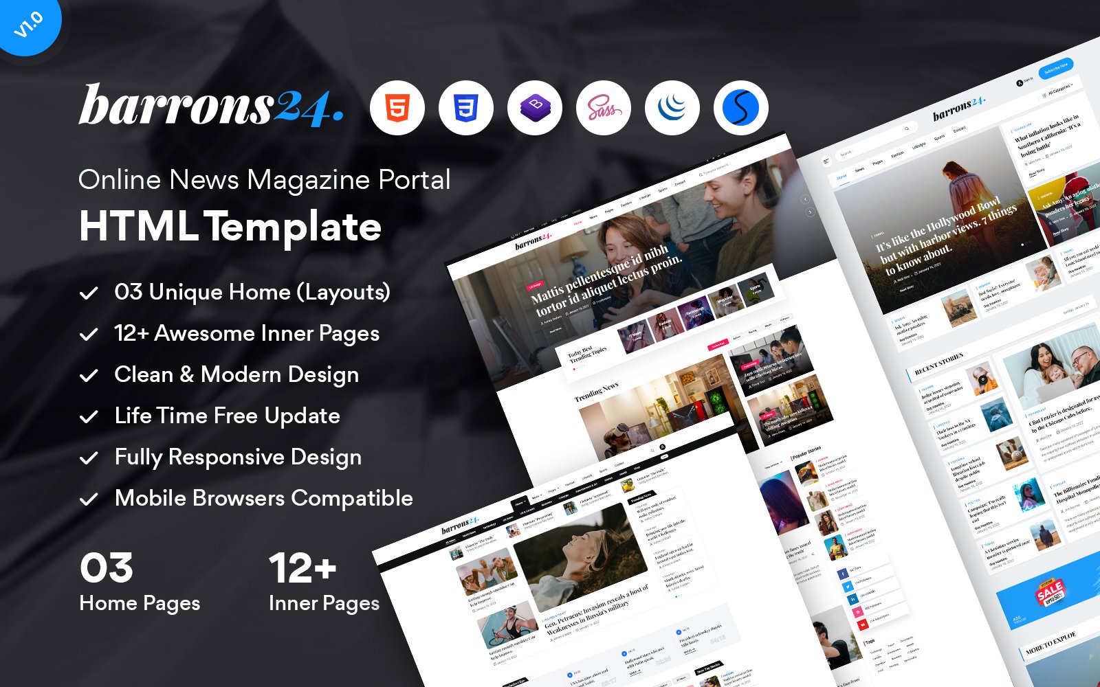 Barrons24 - News & Magazine HTML Template Website Template Barrons24 - News & Magazine HTML Template Website Template