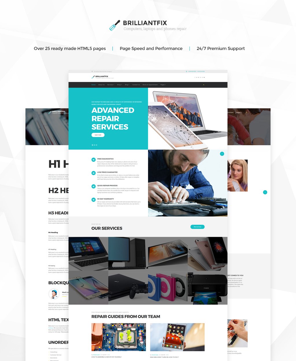 BrilliantFix - Service Center Website Template