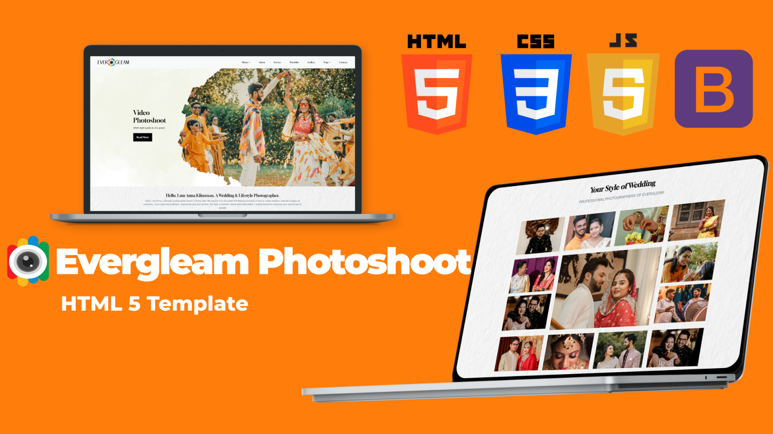 Evergleam Wedding Photography HTML Template Website Template