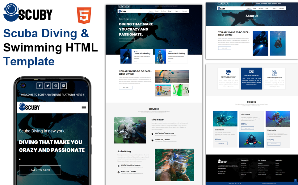 Scuby - Scuba Diving & Swimming HTML Template Website Template