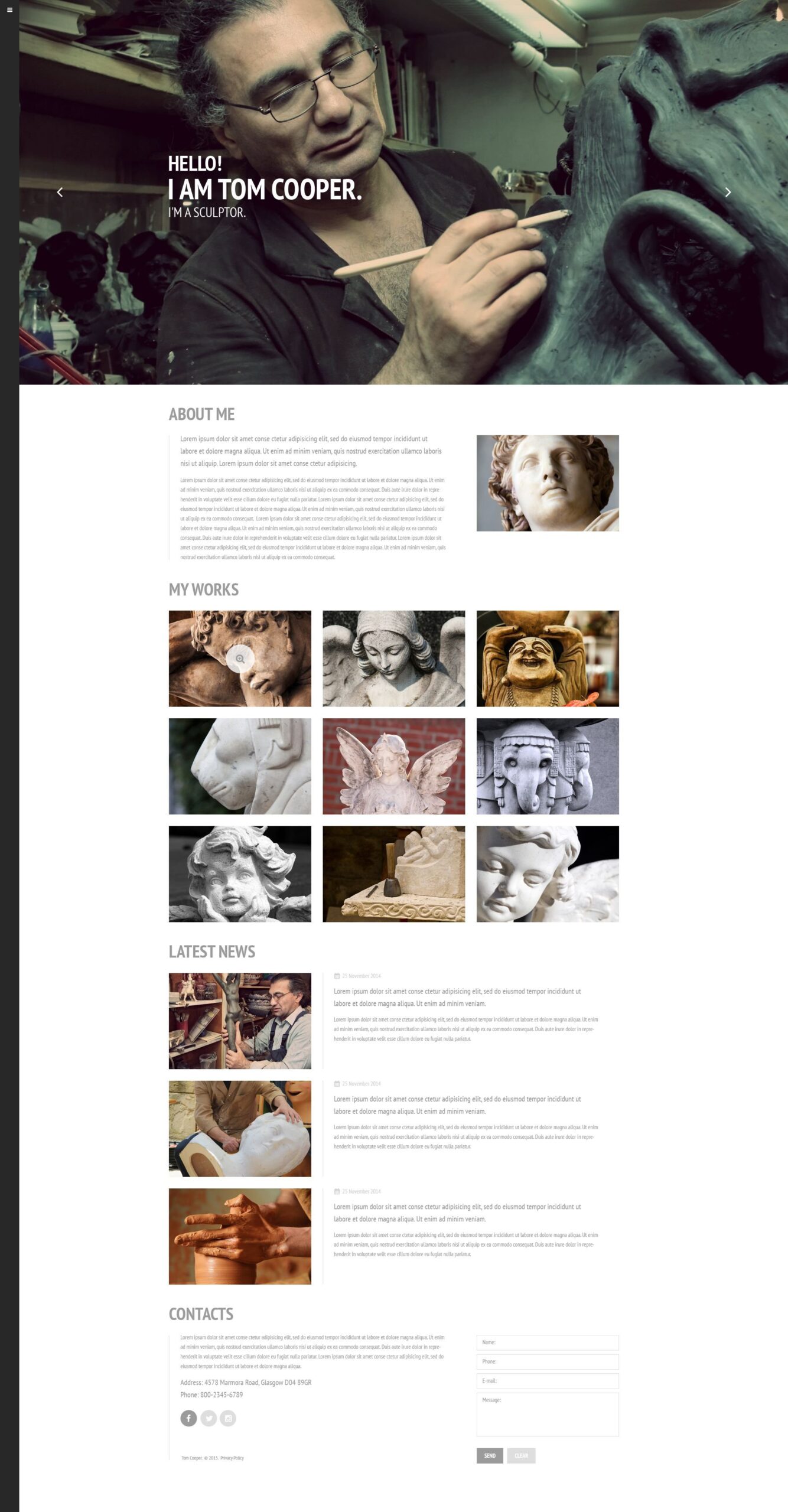 Sculptor Website Template Sculptor Website Template