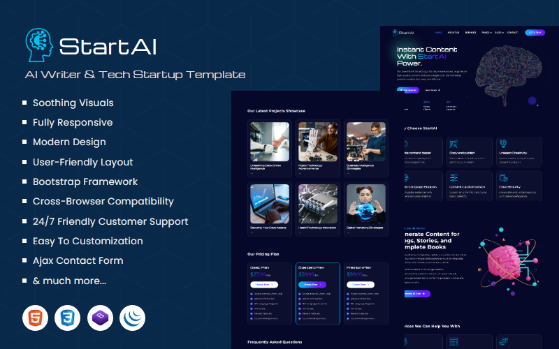 StartAI - AI Writer & Tech Startup Template Website Template StartAI - AI Writer & Tech Startup Template Website Template