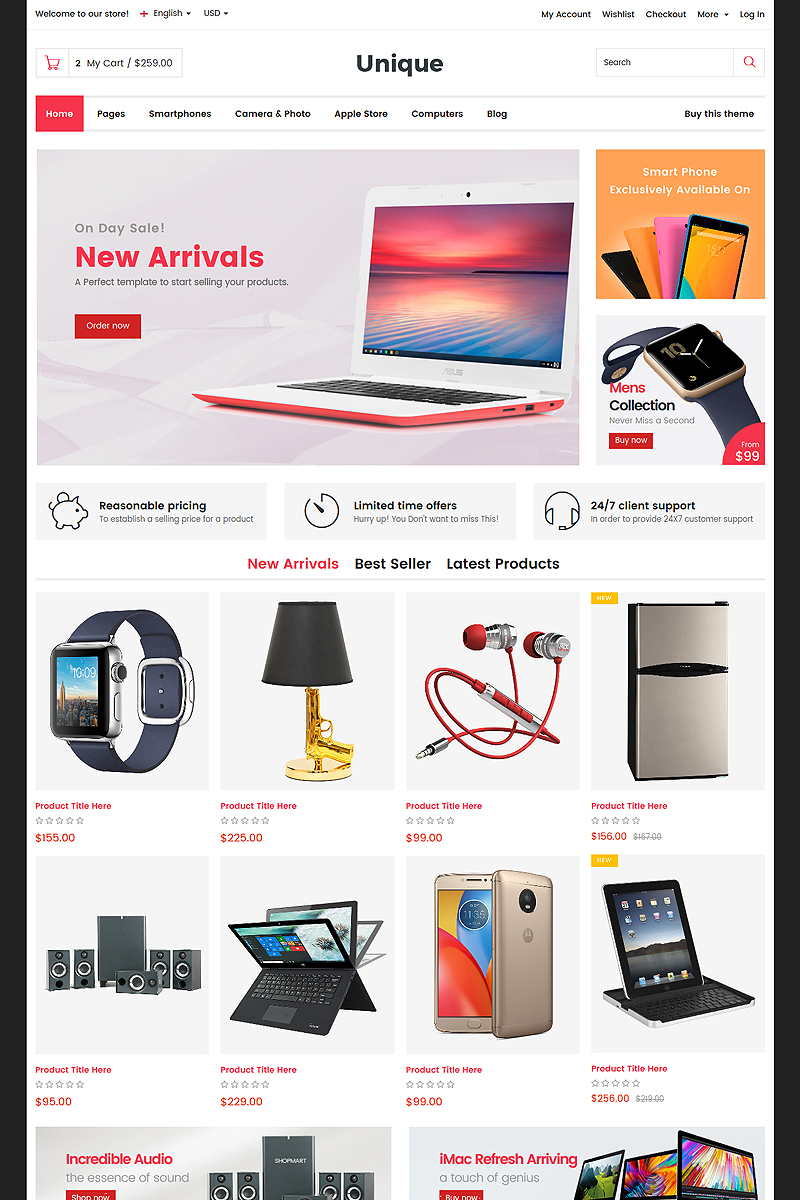 Unique - Electronic & Digital Store Website Template Unique - Electronic & Digital Store Website Template