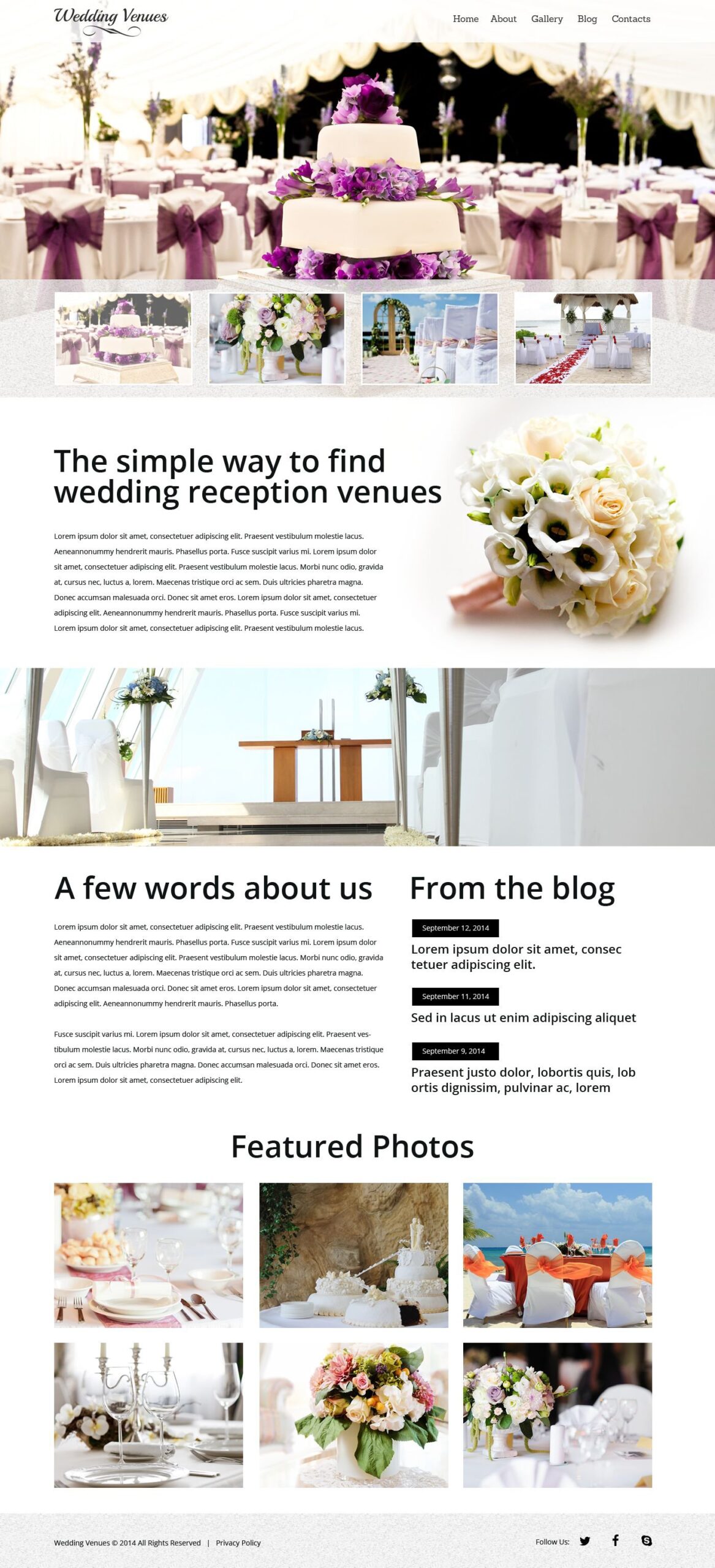 Wedding Venues Responsive Website Template Wedding Venues Responsive Website Template
