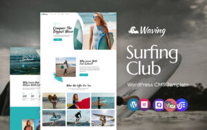 Waving - Surfing Board An Adventure WordPress Elementor Theme WordPress Theme